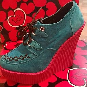 T.U.K Suede Cotton Candy Wedge Creepers